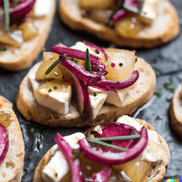 Pickled Red Onion and Brie Crostini